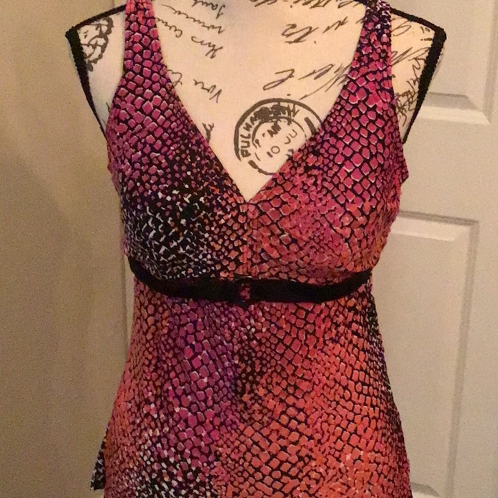 Colorful print loose fit Tankini Sz M